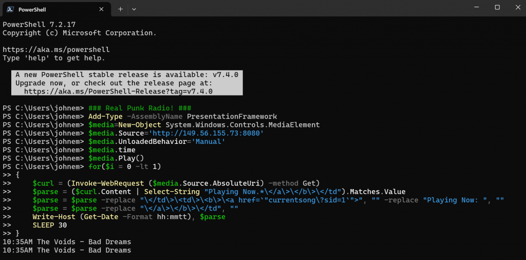 Real Azure Super Techs listen to Music in PowerShell – azSpr
